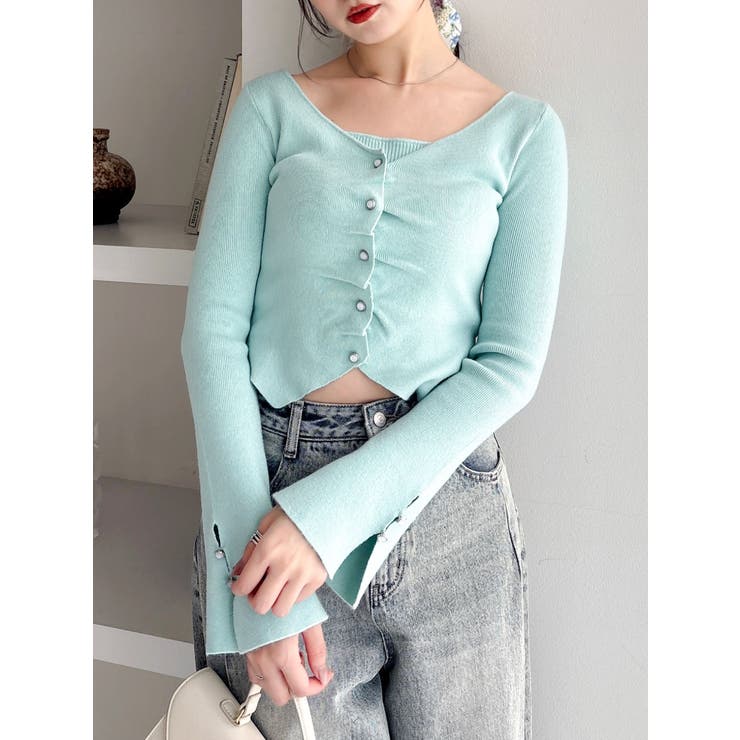 ミントグリーン | カーデカスケードトップス | dazzlin