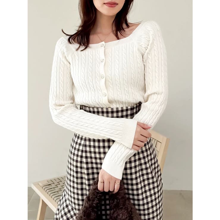 ミニケーブルスクエアニットトップス | dazzlin | 詳細画像10 