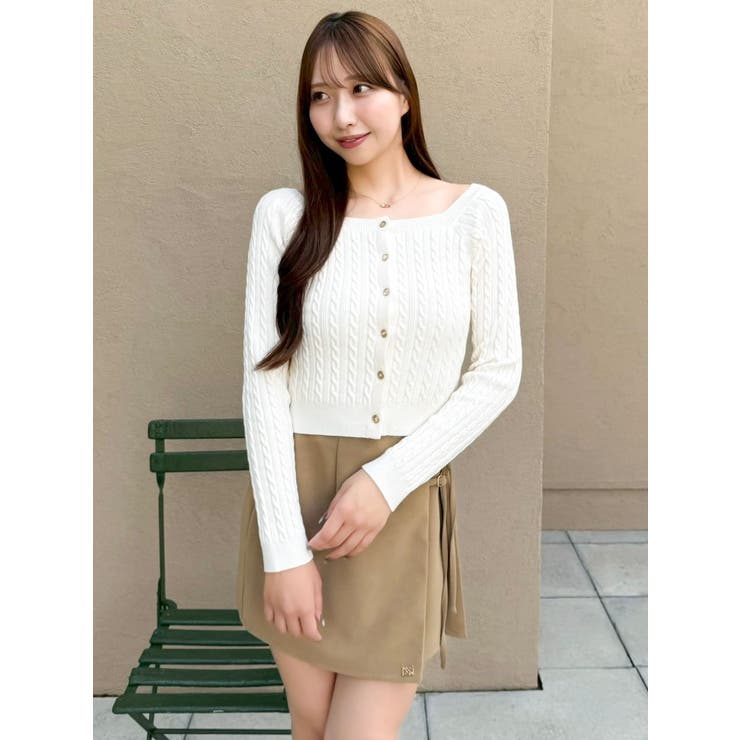 アイボリー | ミニケーブルスクエアニットトップス | dazzlin