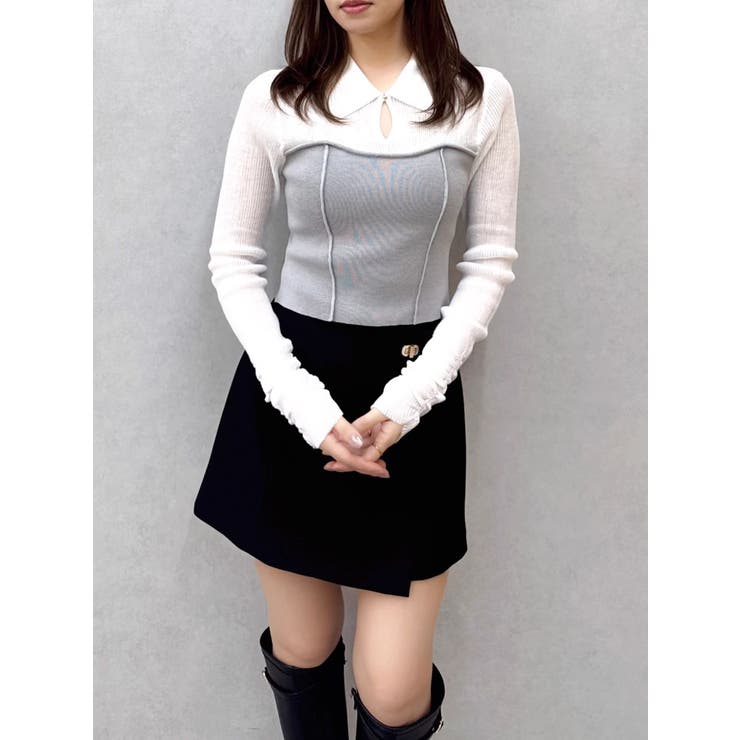 シアーレイヤードライクニットトップス | dazzlin | 詳細画像13 