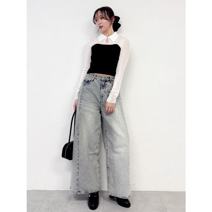 シアーレイヤードライクニットトップス | dazzlin | 詳細画像6 