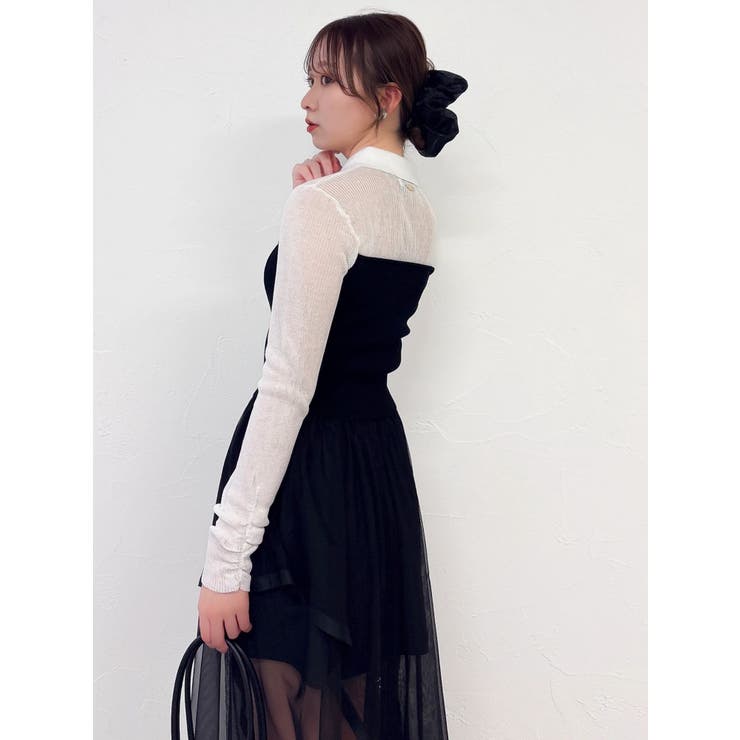 シアーレイヤードライクニットトップス | dazzlin | 詳細画像8 