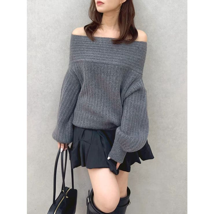 チャコールグレー | オーバーパステリーニット | dazzlin