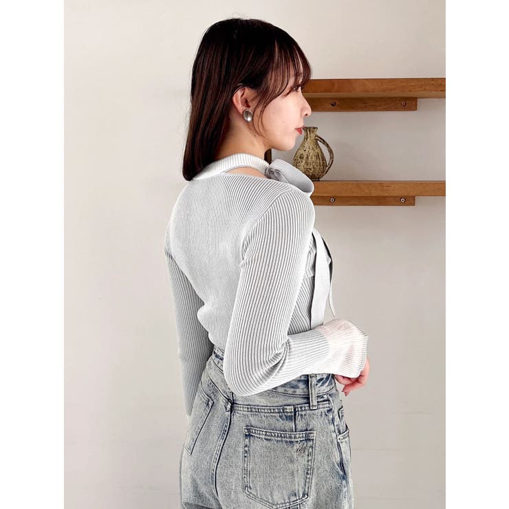 ビッグリボンシアーカフスニットトップス | dazzlin | 詳細画像13 