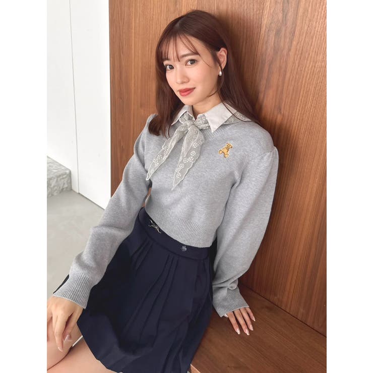 【POLO BCSコラボ】レーススカーフベア刺繍ニットトップス | dazzlin | 詳細画像2 