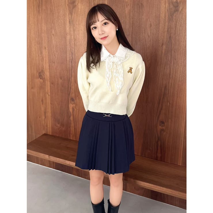 【POLO BCSコラボ】レーススカーフベア刺繍ニットトップス | dazzlin | 詳細画像4 