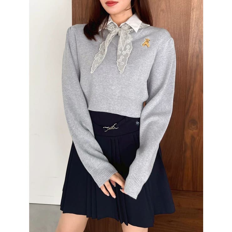 【POLO BCSコラボ】レーススカーフベア刺繍ニットトップス | dazzlin | 詳細画像9 