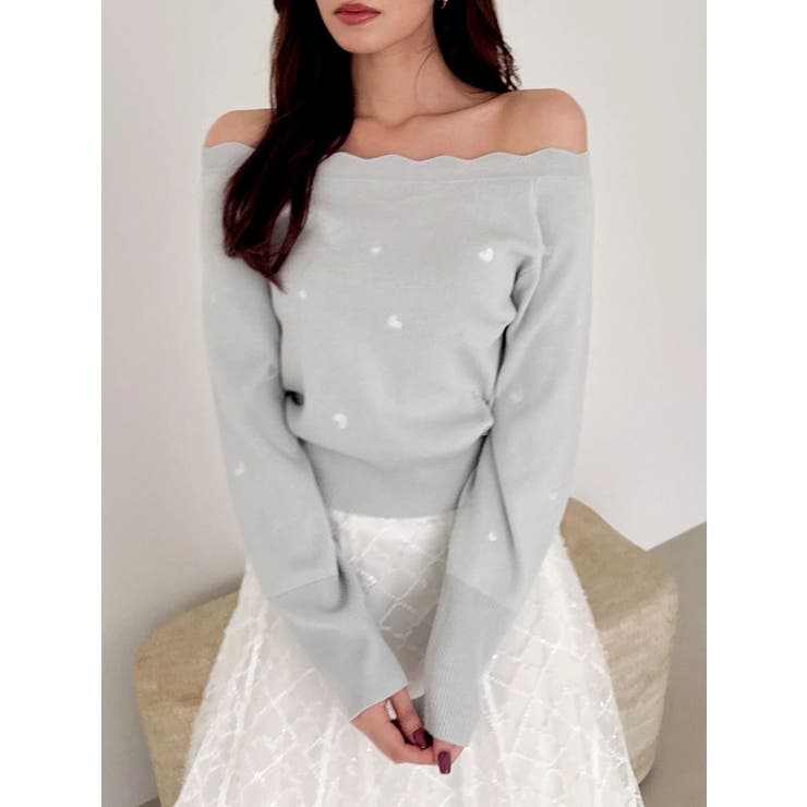 オフショルスカラップハートニット | dazzlin | 詳細画像17 