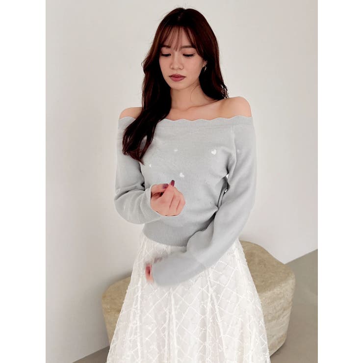 オフショルスカラップハートニット | dazzlin | 詳細画像18 