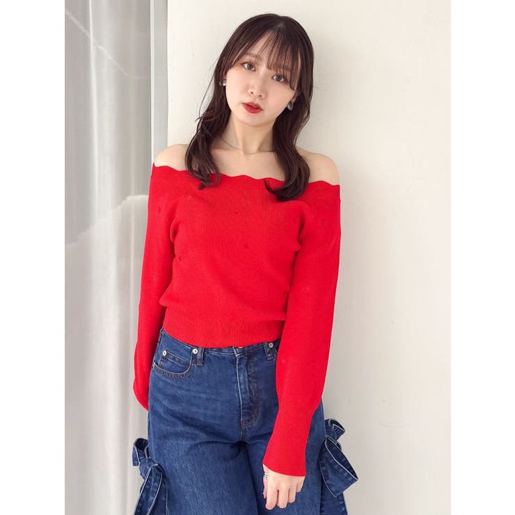 オフショルスカラップハートニット | dazzlin | 詳細画像40 