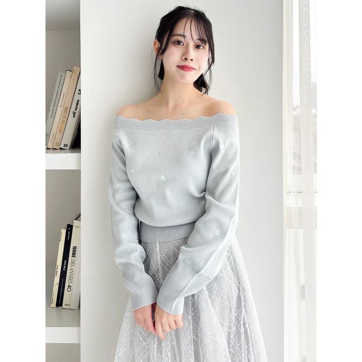 オフショルスカラップハートニット | dazzlin | 詳細画像46 