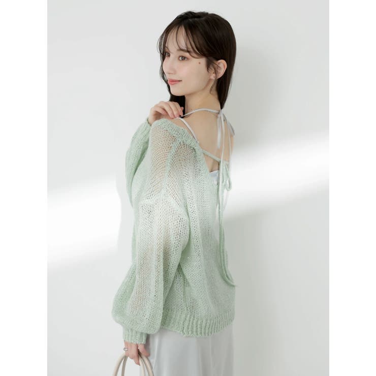 バックリボンスパンコールモヘアタッチニット | dazzlin | 詳細画像4 