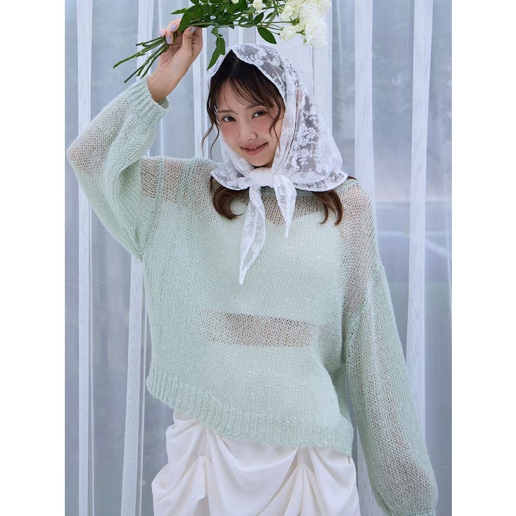 バックリボンスパンコールモヘアタッチニット | dazzlin | 詳細画像7 