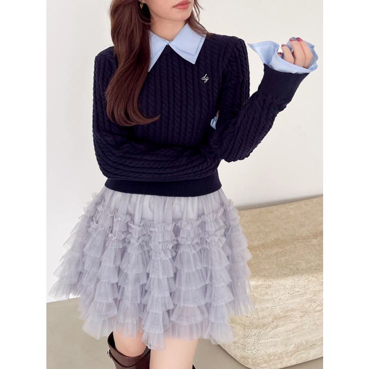 【20周年記念復刻！】ケーブルシャツドッキングニット | dazzlin | 詳細画像3 