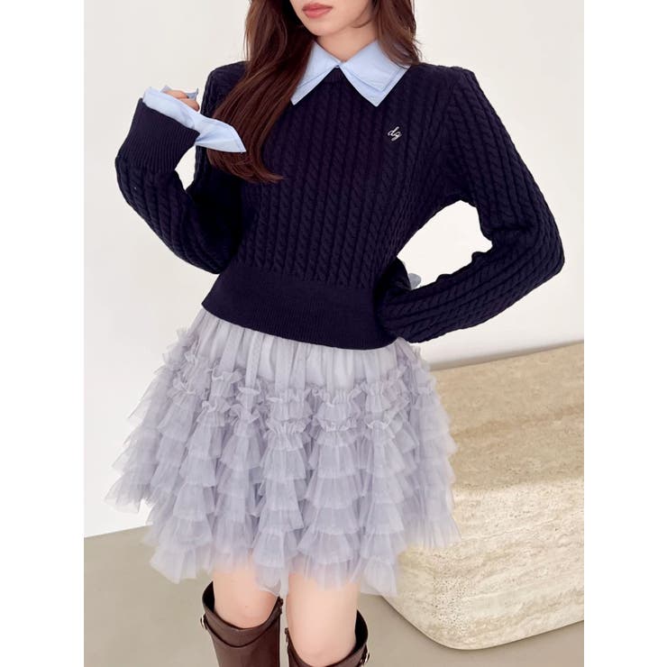 【20周年記念復刻！】ケーブルシャツドッキングニット | dazzlin | 詳細画像4 