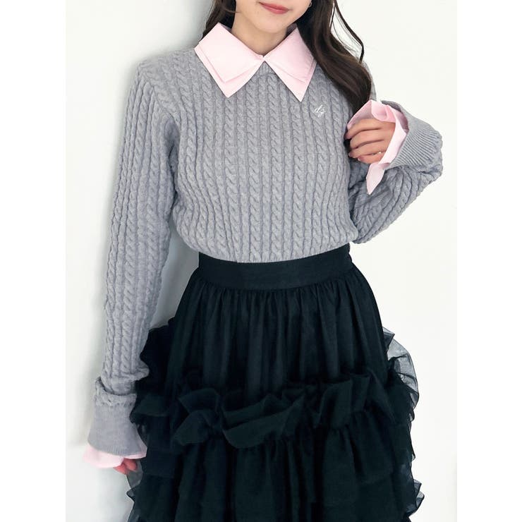 グレー | 【20周年記念復刻！】ケーブルシャツドッキングニット | dazzlin