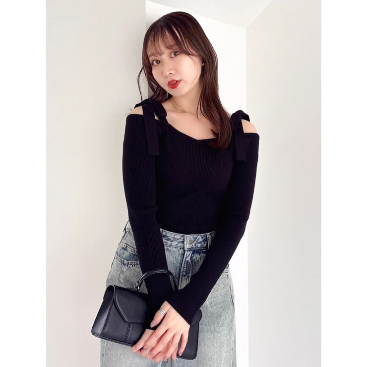 【WEB限定】ショルダーリボンニットトップス | dazzlin | 詳細画像14 