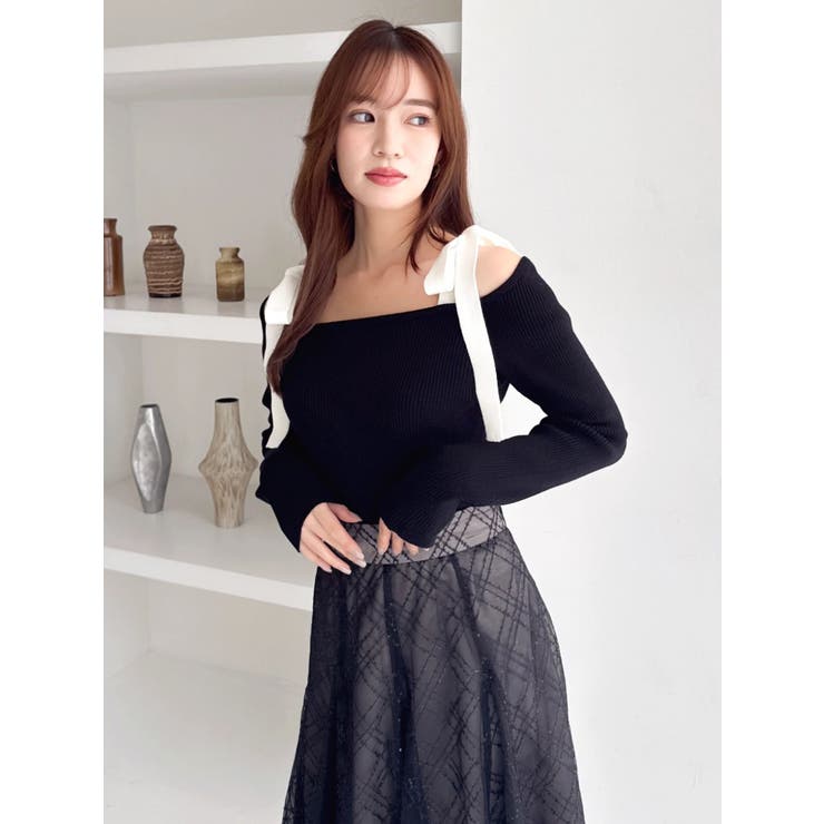 【WEB限定】ショルダーリボンニットトップス | dazzlin | 詳細画像20 