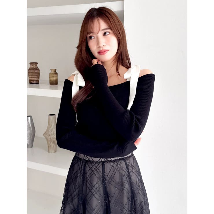 【WEB限定】ショルダーリボンニットトップス | dazzlin | 詳細画像21 