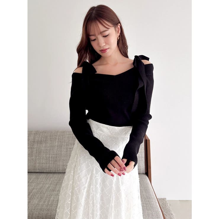 【WEB限定】ショルダーリボンニットトップス | dazzlin | 詳細画像34 