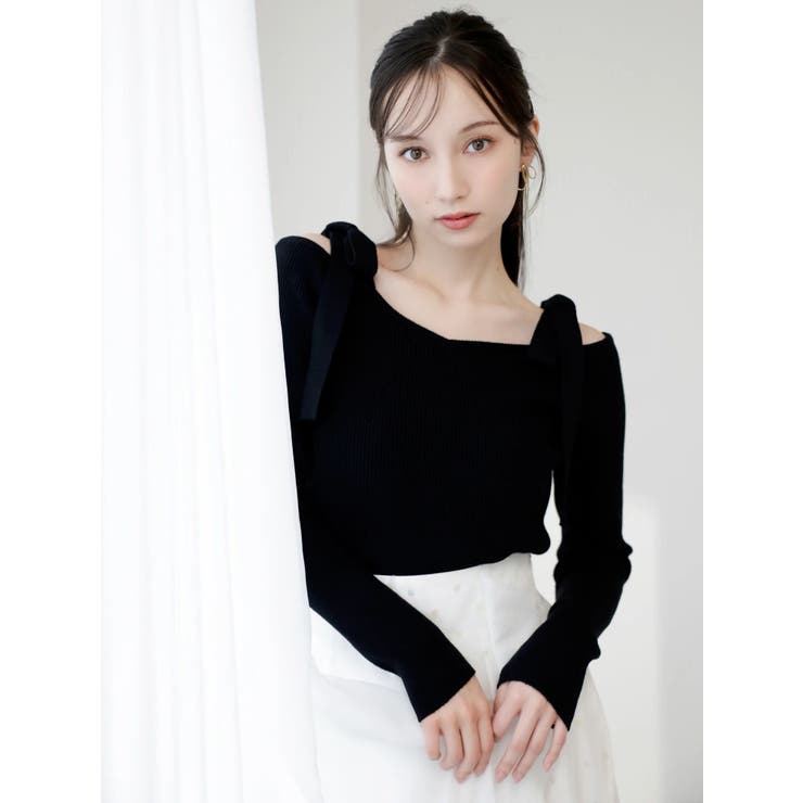 【WEB限定】ショルダーリボンニットトップス | dazzlin | 詳細画像4 