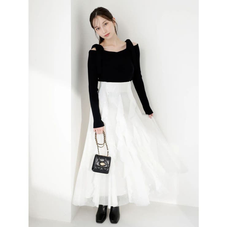 【WEB限定】ショルダーリボンニットトップス | dazzlin | 詳細画像6 