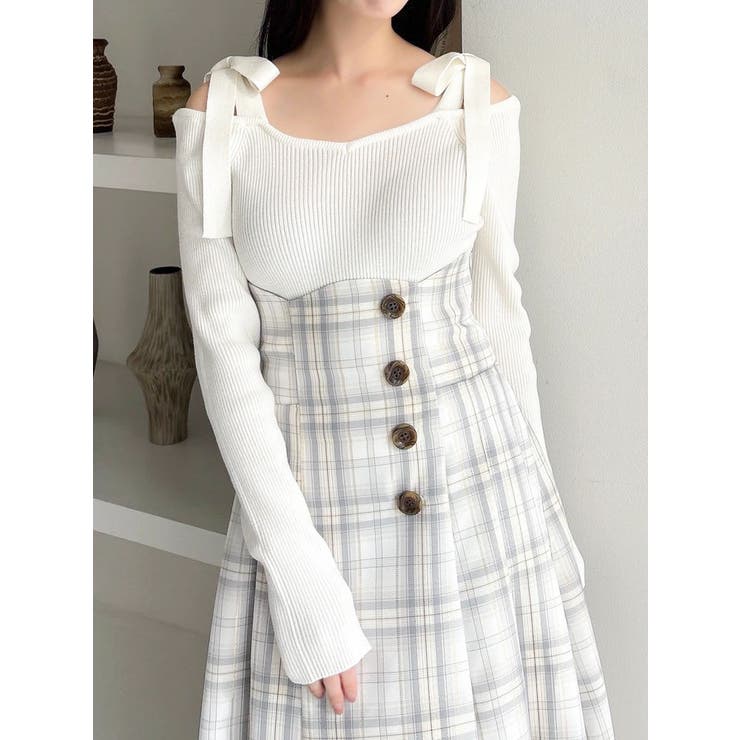 【WEB限定】ショルダーリボンニットトップス | dazzlin | 詳細画像7 