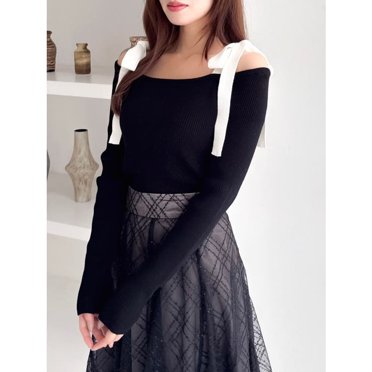 ミックス | 【WEB限定】ショルダーリボンニットトップス | dazzlin