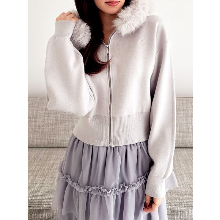 【WEB限定】フェイクファーニットフーディ | dazzlin | 詳細画像6 