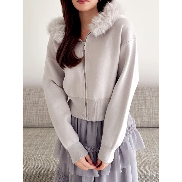 【WEB限定】フェイクファーニットフーディ | dazzlin | 詳細画像8 