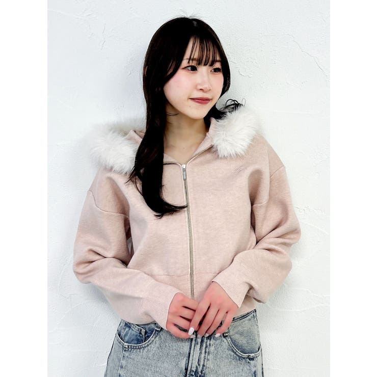 ピンク | 【WEB限定】フェイクファーニットフーディ | dazzlin