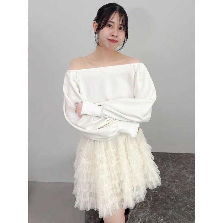 【吉田朱里】タックスリーブオフショルスウェット ※BLACK WEB限定カラー | dazzlin | 詳細画像15 