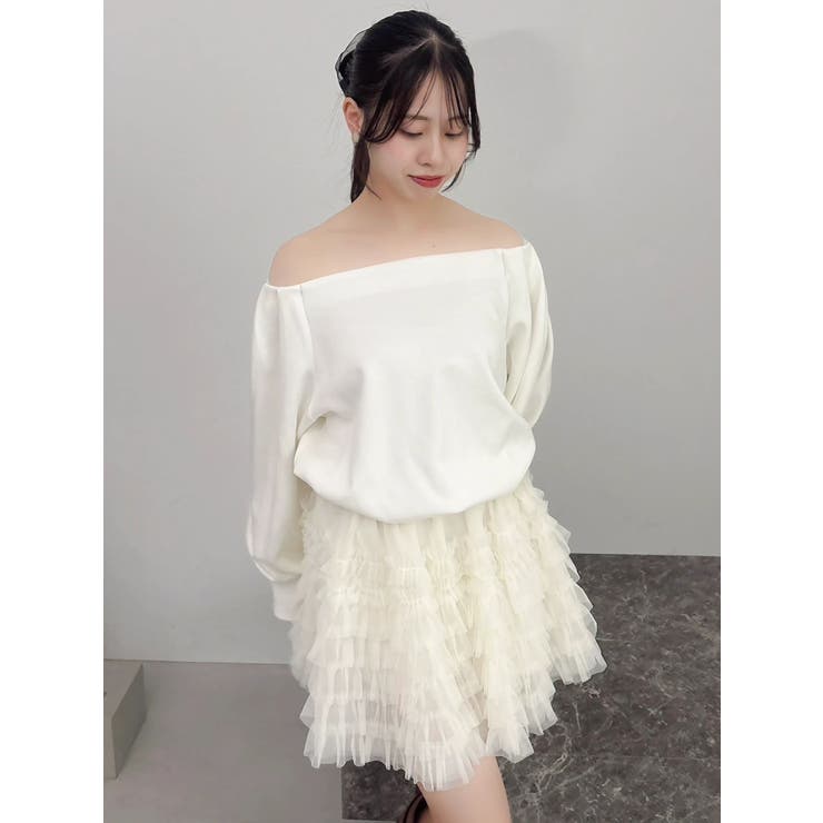 【吉田朱里】タックスリーブオフショルスウェット ※BLACK WEB限定カラー | dazzlin | 詳細画像16 