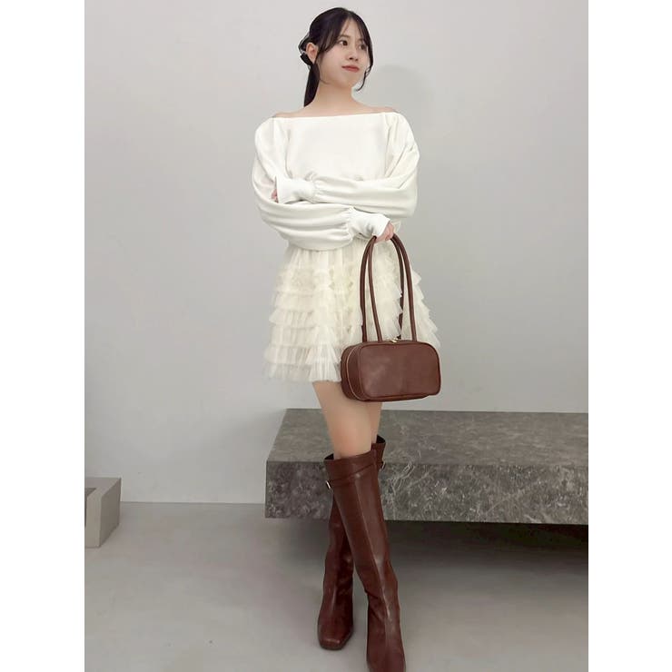 【吉田朱里】タックスリーブオフショルスウェット ※BLACK WEB限定カラー | dazzlin | 詳細画像17 