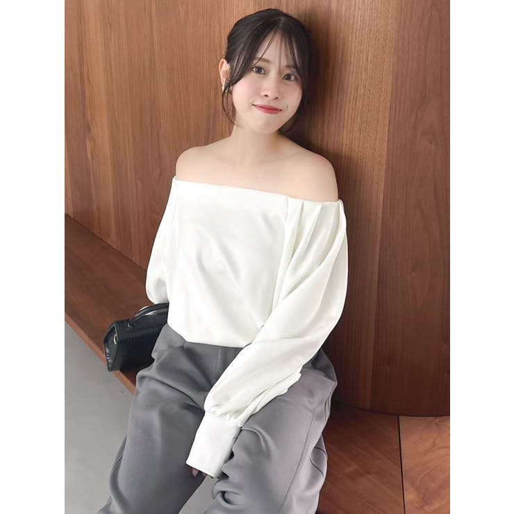 【吉田朱里】タックスリーブオフショルスウェット ※BLACK WEB限定カラー | dazzlin | 詳細画像22 