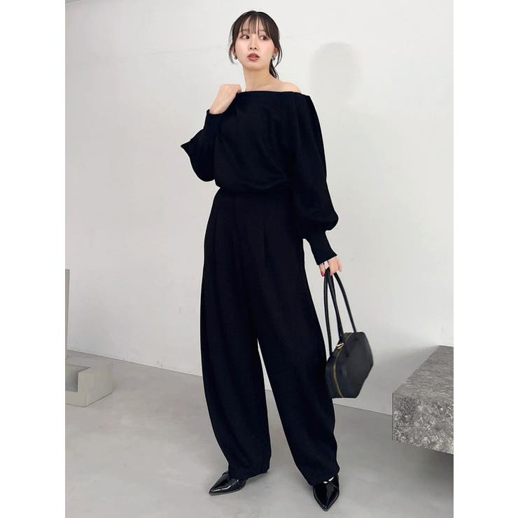 【吉田朱里】タックスリーブオフショルスウェット ※BLACK WEB限定カラー | dazzlin | 詳細画像37 