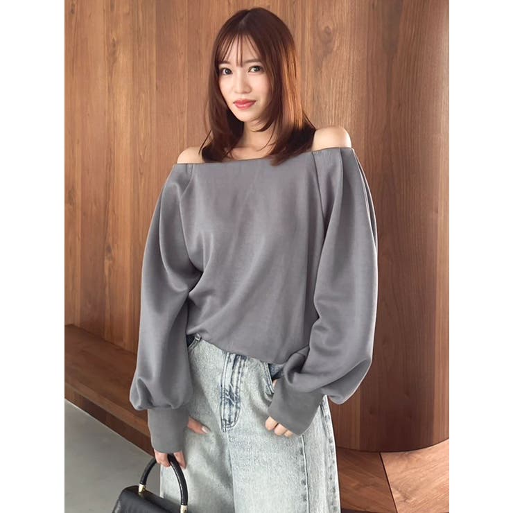 【吉田朱里】タックスリーブオフショルスウェット ※BLACK WEB限定カラー | dazzlin | 詳細画像41 