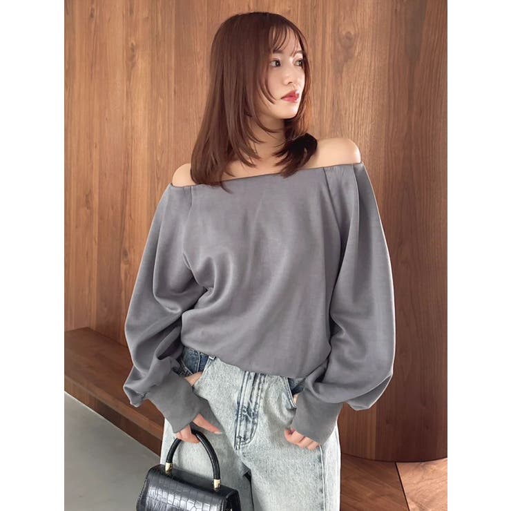 【吉田朱里】タックスリーブオフショルスウェット ※BLACK WEB限定カラー | dazzlin | 詳細画像42 