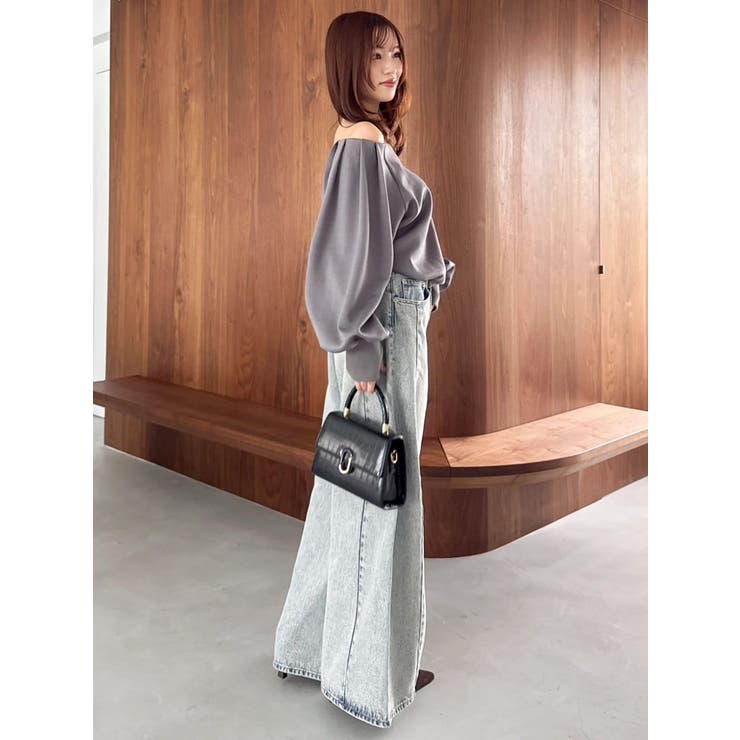 【吉田朱里】タックスリーブオフショルスウェット ※BLACK WEB限定カラー | dazzlin | 詳細画像45 