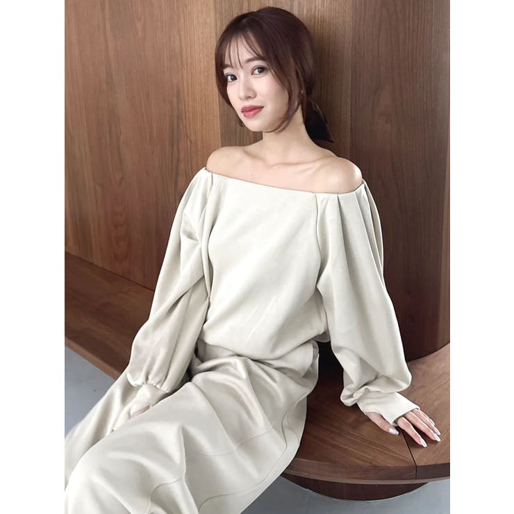 【吉田朱里】タックスリーブオフショルスウェット ※BLACK WEB限定カラー | dazzlin | 詳細画像47 