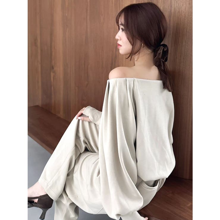 【吉田朱里】タックスリーブオフショルスウェット ※BLACK WEB限定カラー | dazzlin | 詳細画像48 