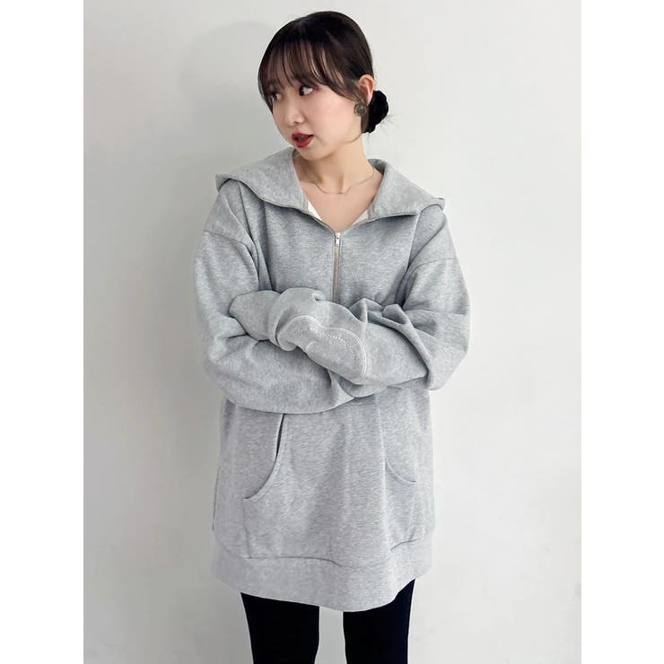 【吉田朱里】ストーンアートハーフジップフーディ | dazzlin | 詳細画像12 