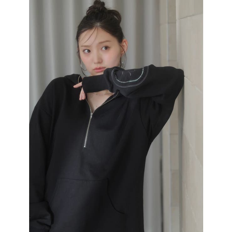 【吉田朱里】ストーンアートハーフジップフーディ | dazzlin | 詳細画像8 