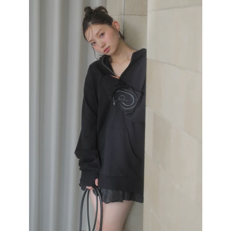 【吉田朱里】ストーンアートハーフジップフーディ | dazzlin | 詳細画像9 