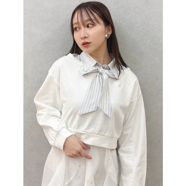 ボウタイシャツレイヤードスウェット | dazzlin | 詳細画像1 