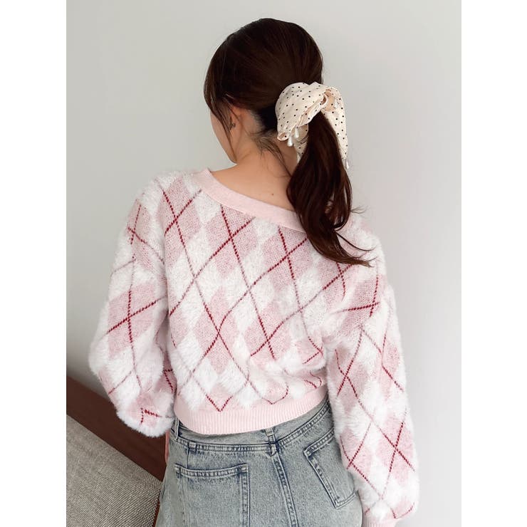 アーガイルオーバーニットトップス | dazzlin | 詳細画像26 