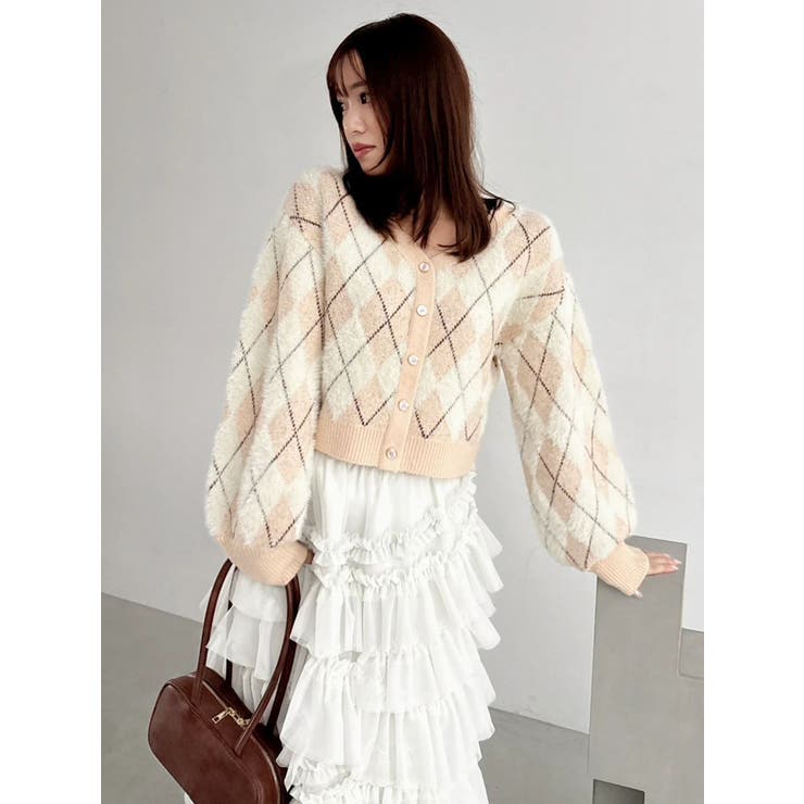 アーガイルオーバーニットトップス | dazzlin | 詳細画像7 