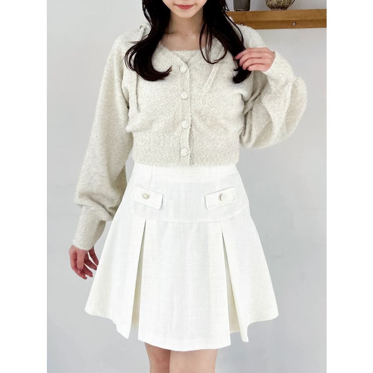 ベージュ | ミニシャギーラメニットカーデトップス | dazzlin