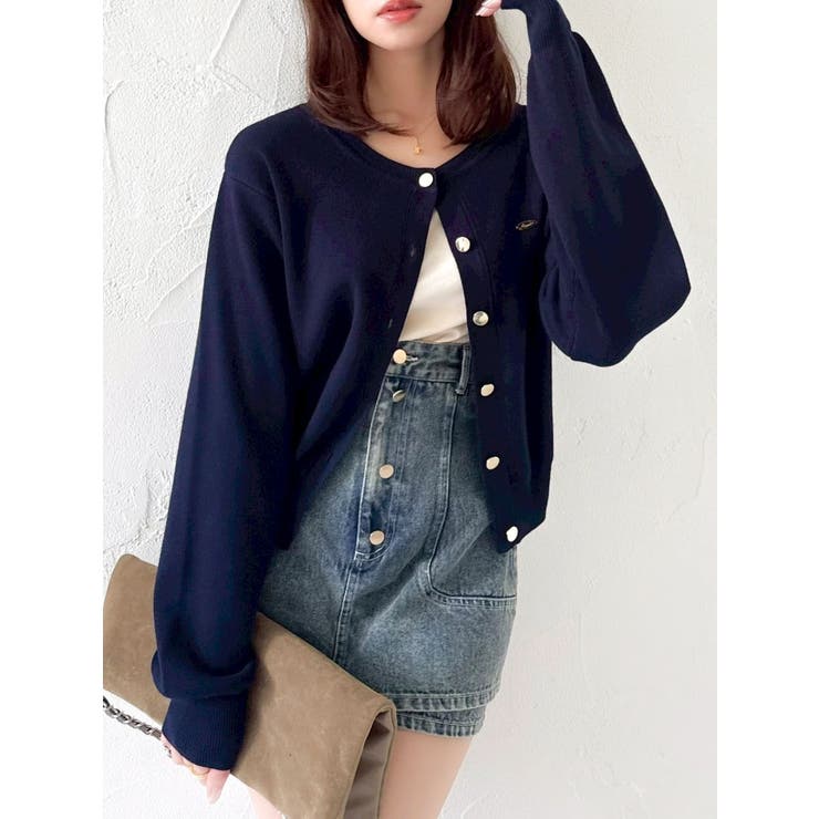 ネイビー | プレートシンプルカーディガン | dazzlin