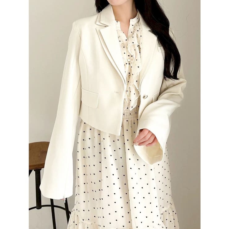 アイボリー | テーラーカラーショートジャケット | dazzlin